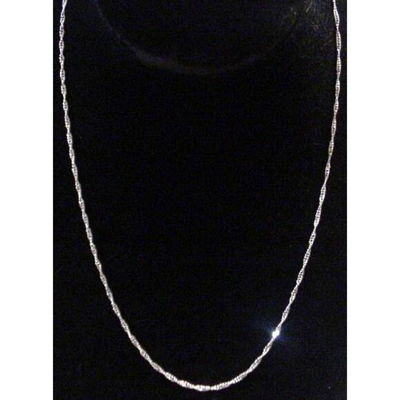 Sterling Silver 925 Plated 26 Inch Water Wave Chain Necklace New Thin 1/16th" - Picture 3 of 3